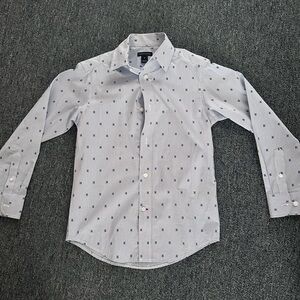 Tommy Hilfiger White Dress Shirt with Navy Micro-Print